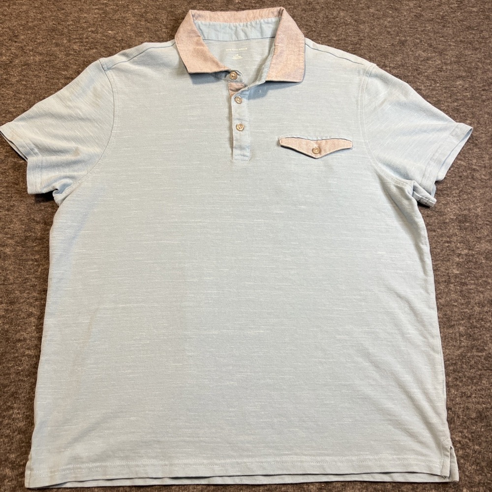 Saks Fifth Avenue Pocket Polo Shirt Men's Large Aqua Short Sleeve Ready To Wear